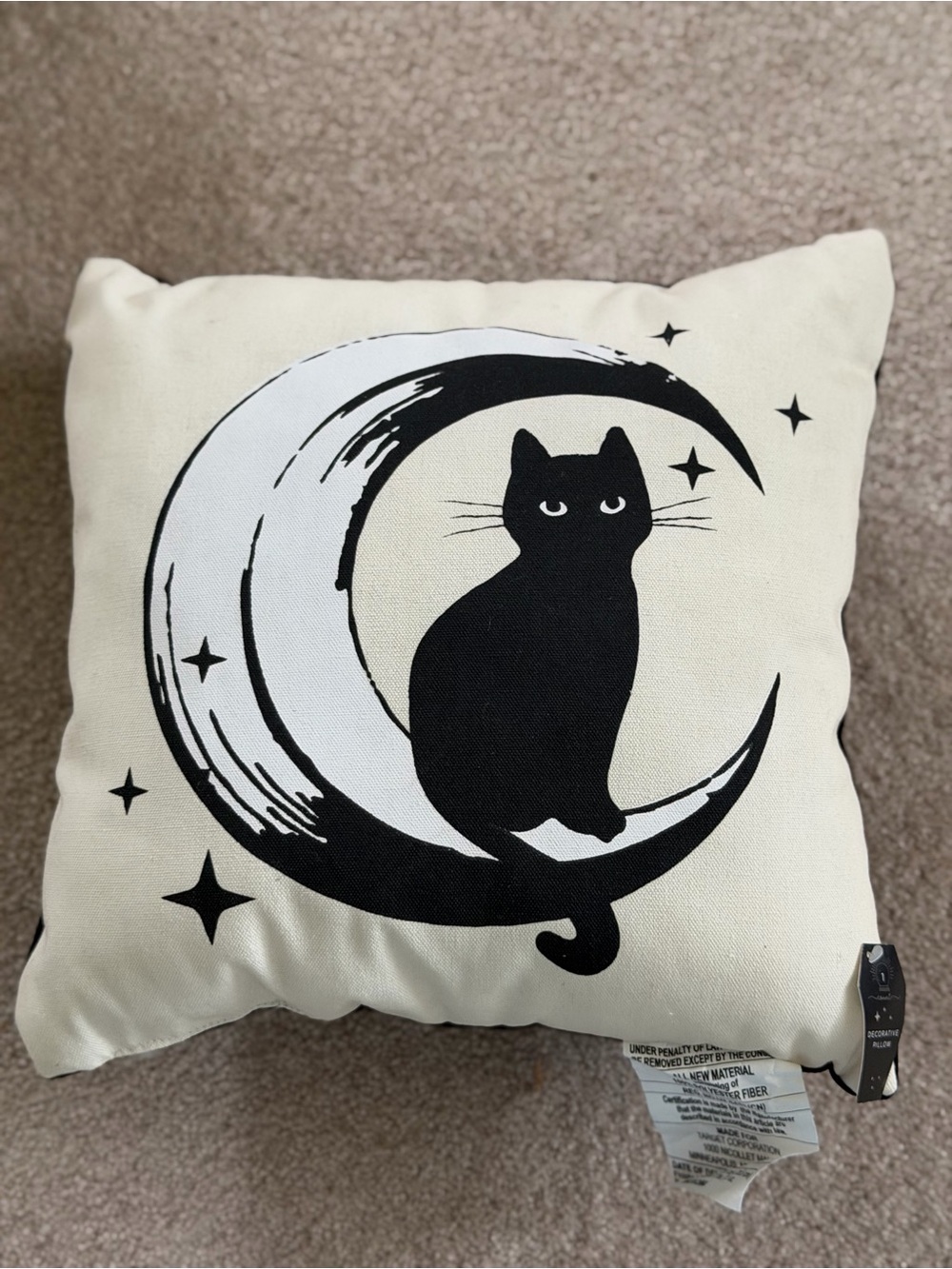 Target Black and Cream Cat on Moon Holiday Pillow